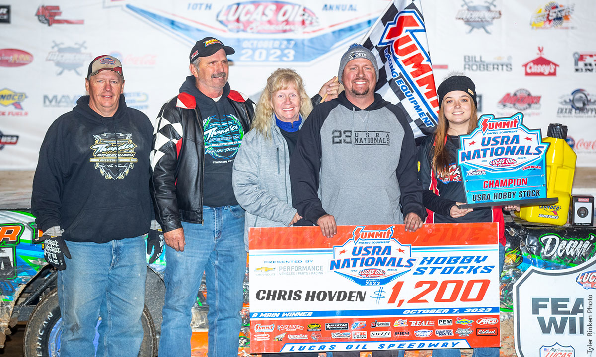 Mason City Motor Speedway track champion Chris Hovden of Decorah won the USRA B-Mod main event.